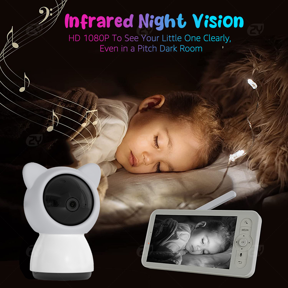 2K/3MP 5-inch Wireless Baby Mo - огляд і ціна Audio Detect Music