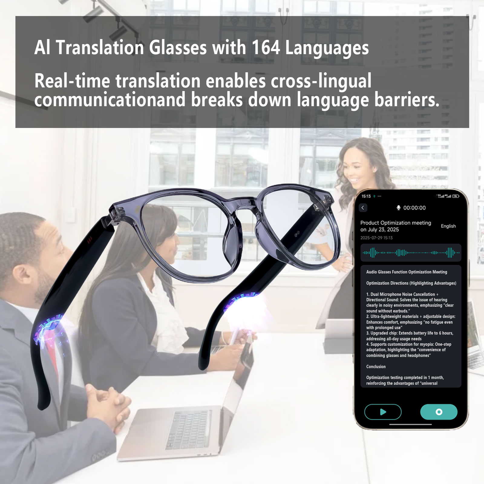 Smart Audio Glasses, Real-Time - огляд і ціна Audio Music App